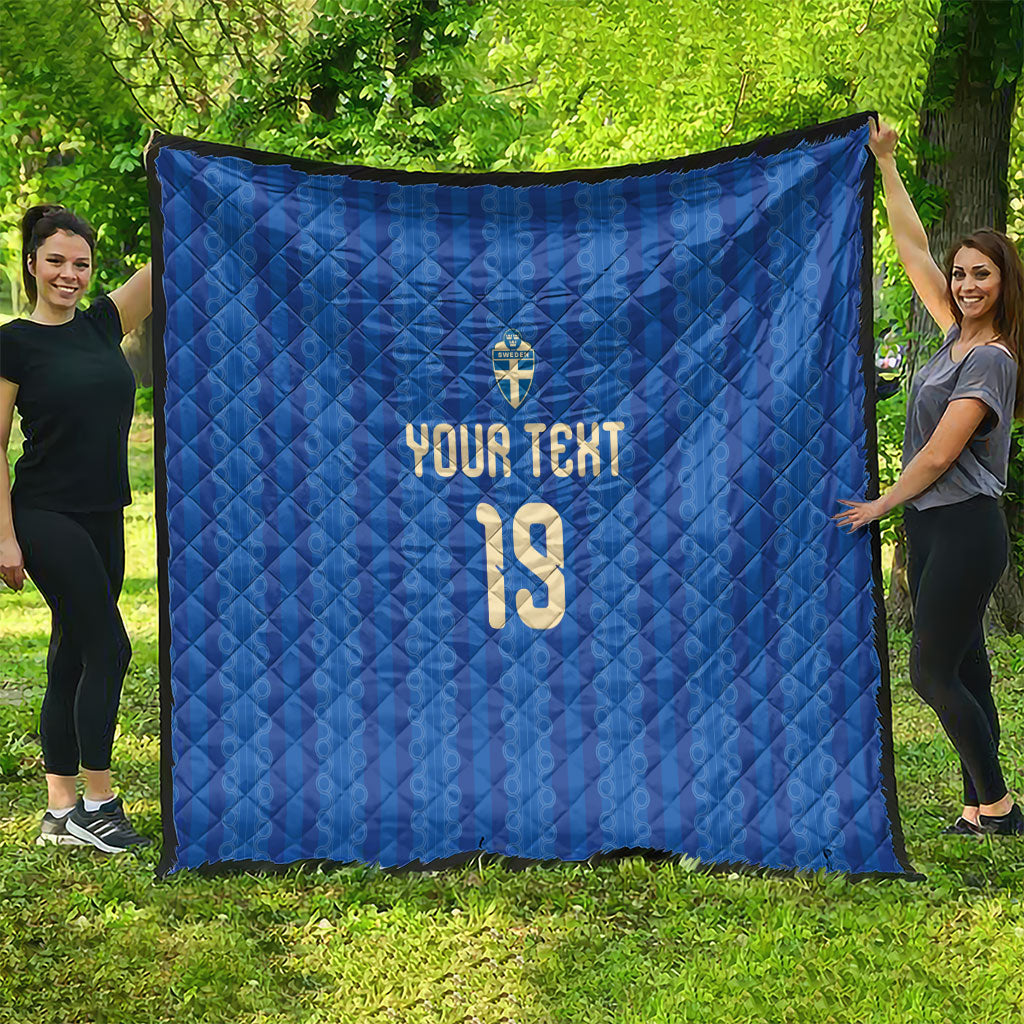 Custom World Football 2026 Sweden Quilt Swedish The Blue and Yellow Champions