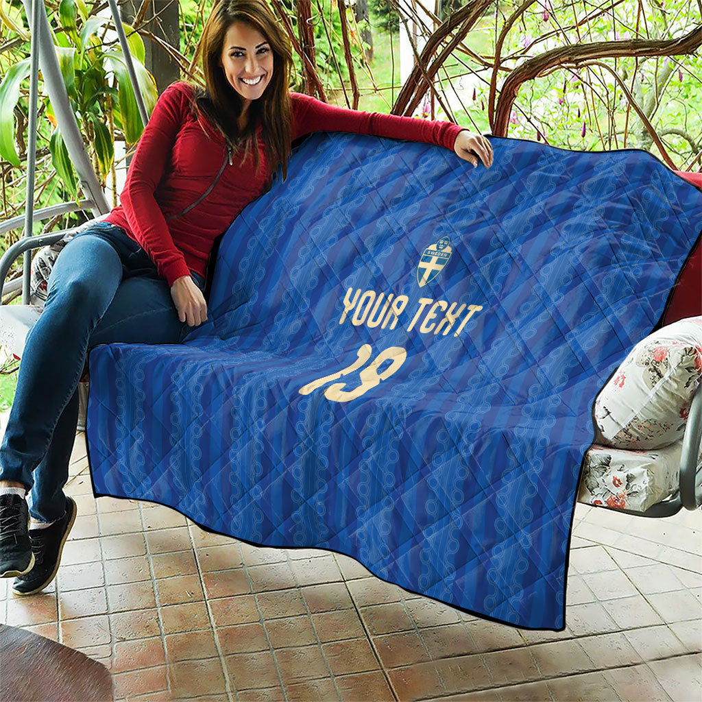 Custom World Football 2026 Sweden Quilt Swedish The Blue and Yellow Champions