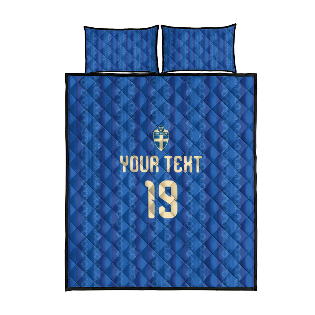 Custom World Football 2026 Sweden Quilt Bed Set Swedish The Blue and Yellow Champions