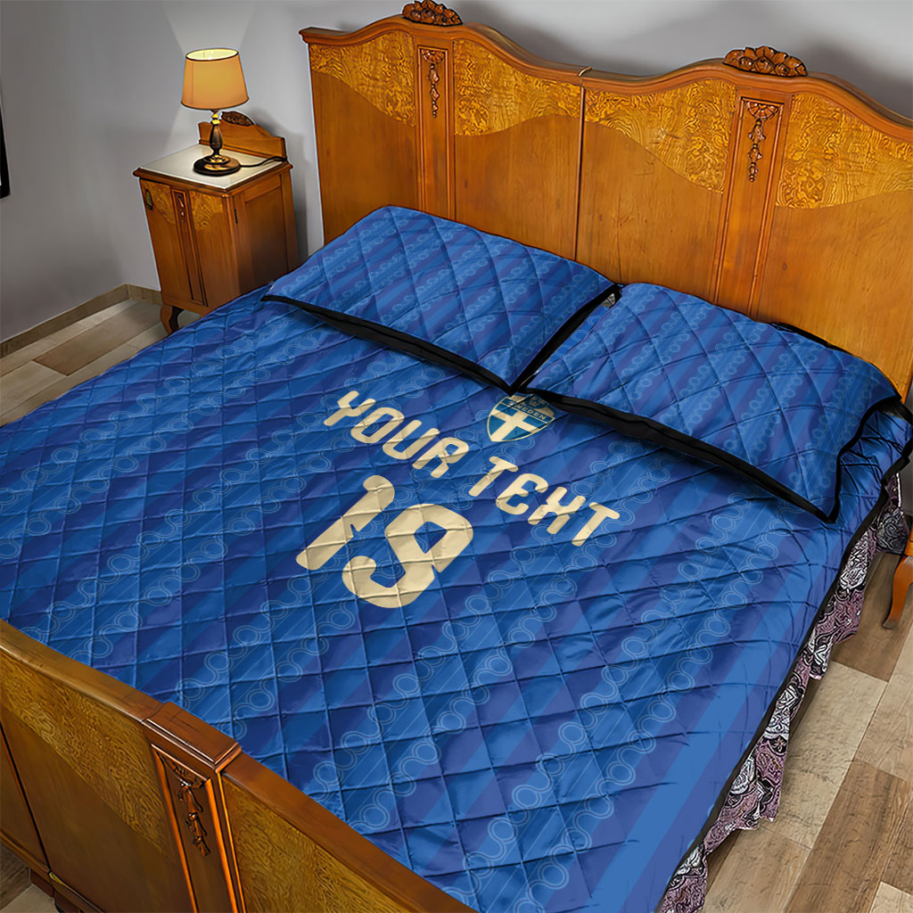 Custom World Football 2026 Sweden Quilt Bed Set Swedish The Blue and Yellow Champions