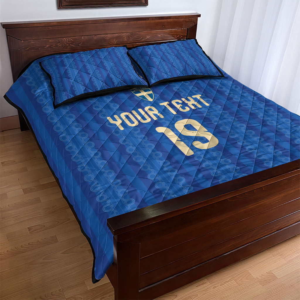 Custom World Football 2026 Sweden Quilt Bed Set Swedish The Blue and Yellow Champions