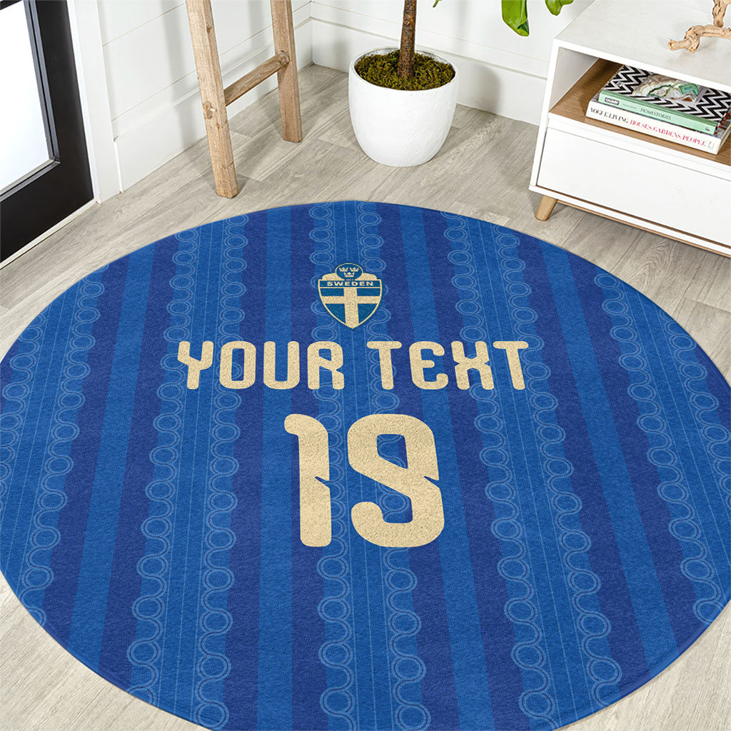 Custom World Football 2026 Sweden Round Carpet Swedish The Blue and Yellow Champions