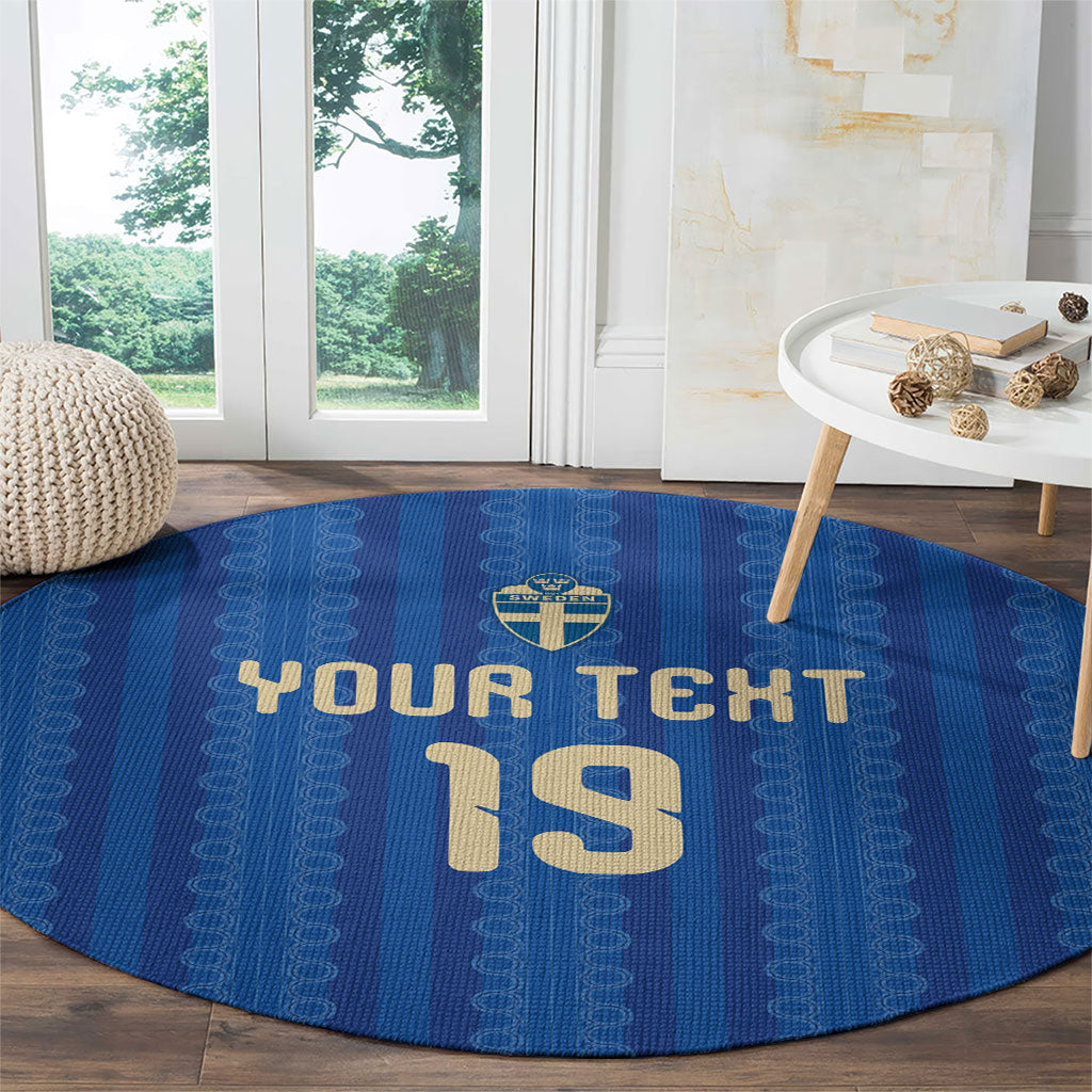 Custom World Football 2026 Sweden Round Carpet Swedish The Blue and Yellow Champions