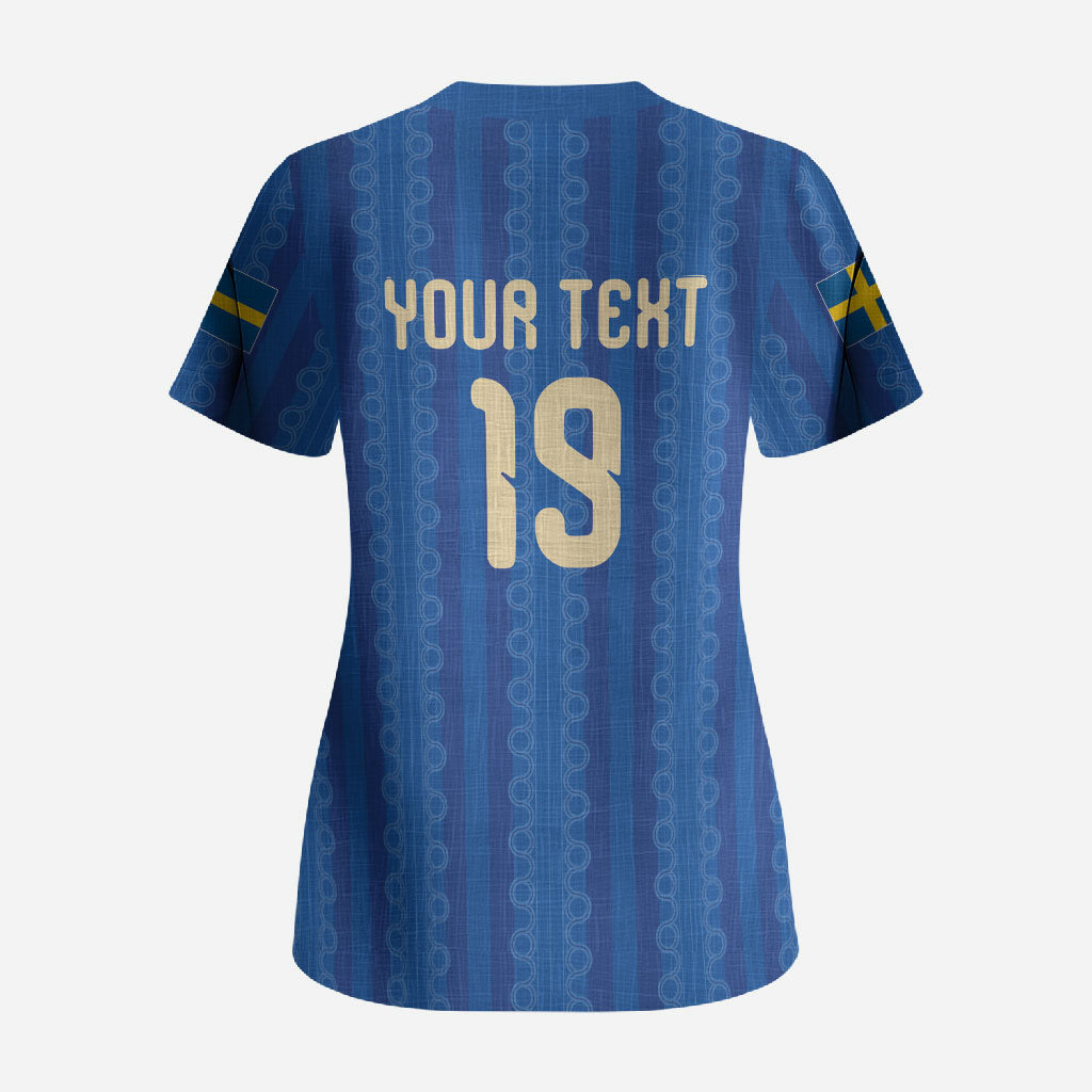 Custom World Football 2026 Sweden Scrub Top Swedish The Blue and Yellow Champions