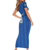 Custom World Football 2026 Sweden Short Sleeve Bodycon Dress Swedish The Blue and Yellow Champions