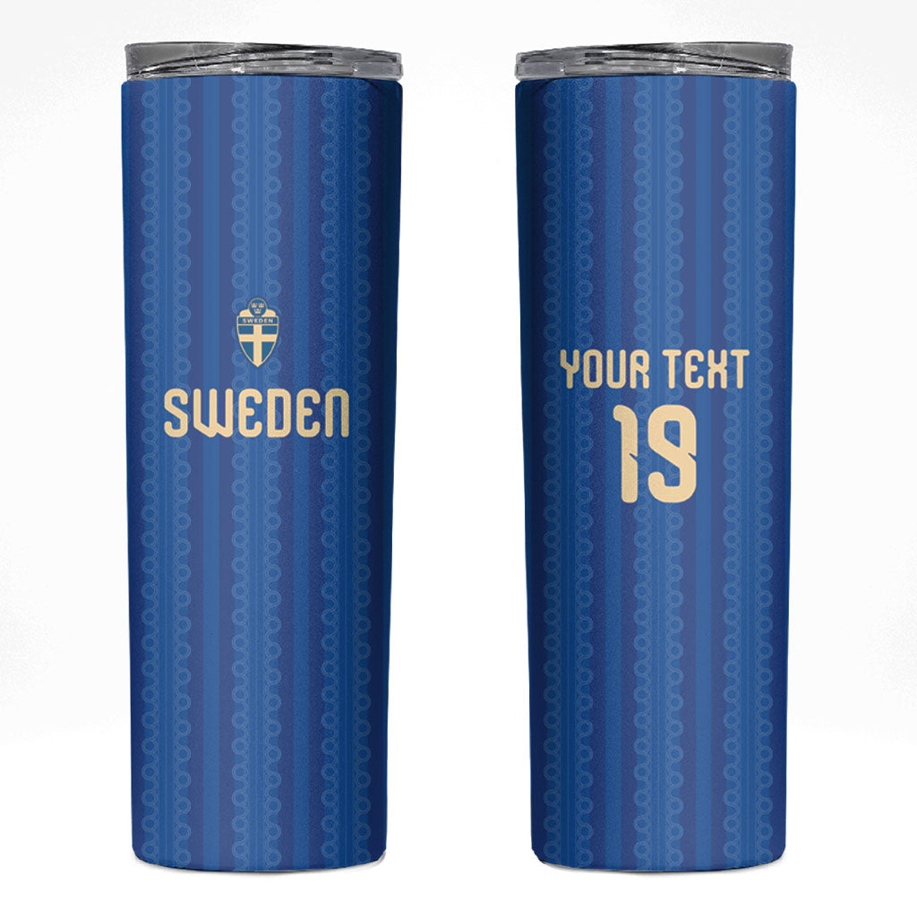 Custom World Football 2026 Sweden Skinny Tumbler Swedish The Blue and Yellow Champions