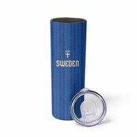 Custom World Football 2026 Sweden Skinny Tumbler Swedish The Blue and Yellow Champions