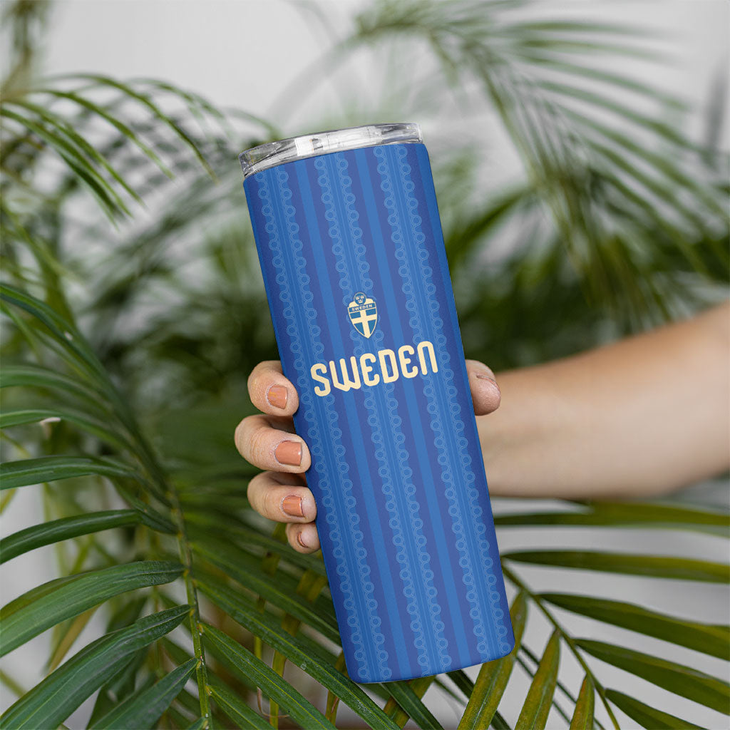 Custom World Football 2026 Sweden Skinny Tumbler Swedish The Blue and Yellow Champions