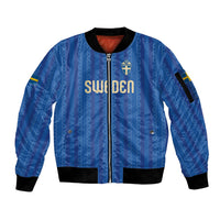 Custom World Football 2026 Sweden Sleeve Zip Bomber Jacket Swedish The Blue and Yellow Champions