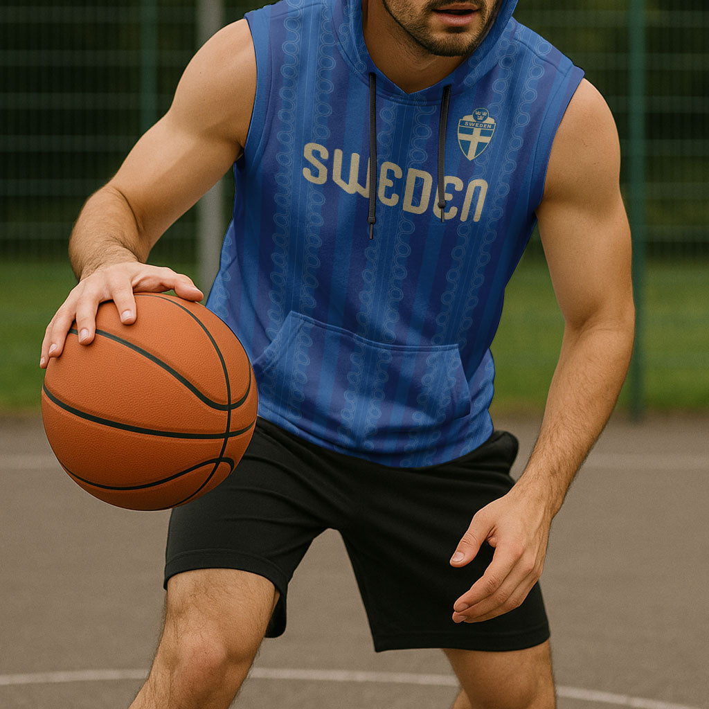 Custom World Football 2026 Sweden Sleeveless Hoodie Swedish The Blue and Yellow Champions