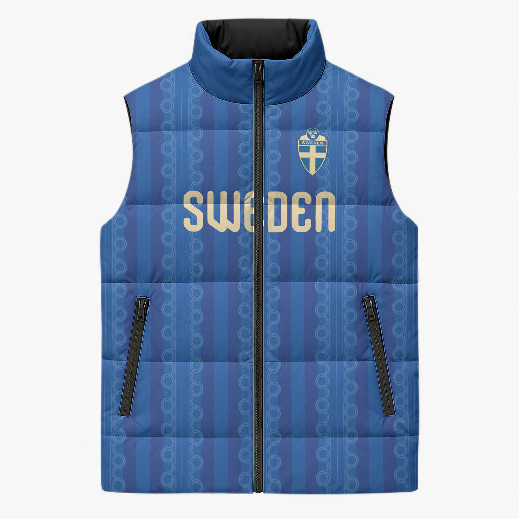 Custom World Football 2026 Sweden Sleeveless Puffer Jacket Swedish The Blue and Yellow Champions