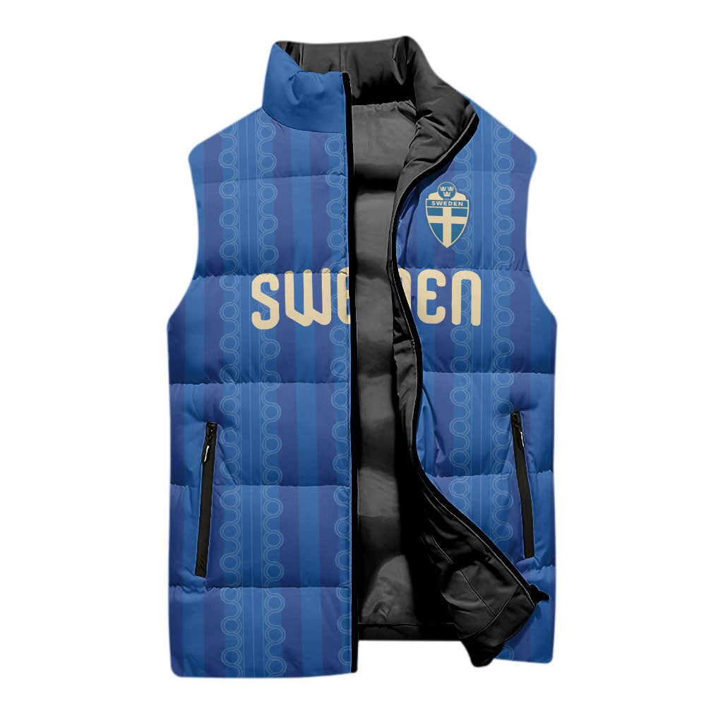 Custom World Football 2026 Sweden Sleeveless Puffer Jacket Swedish The Blue and Yellow Champions