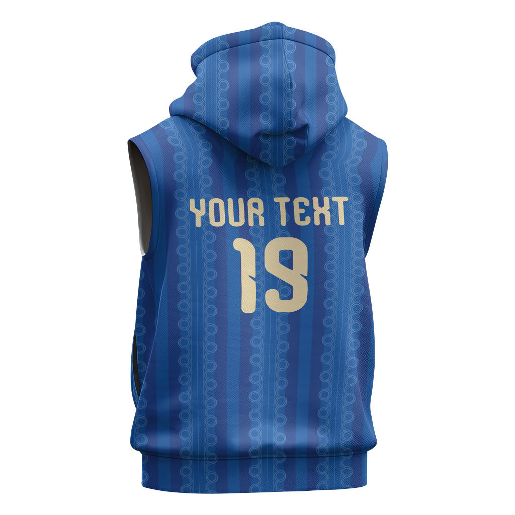Custom World Football 2026 Sweden Sleeveless Zip Hoodie Swedish The Blue and Yellow Champions
