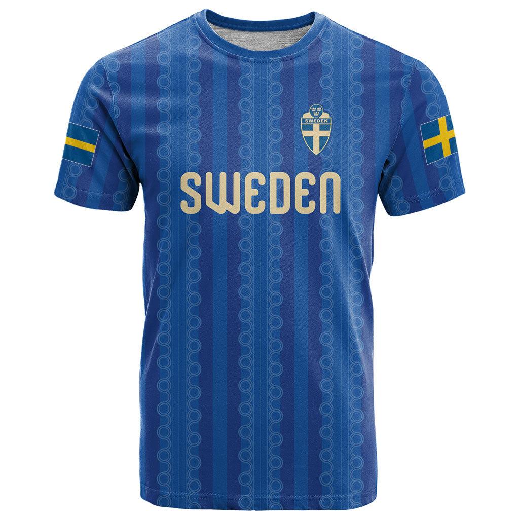 Custom World Football 2026 Sweden T Shirt Swedish The Blue and Yellow Champions