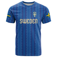 Custom World Football 2026 Sweden T Shirt Swedish The Blue and Yellow Champions