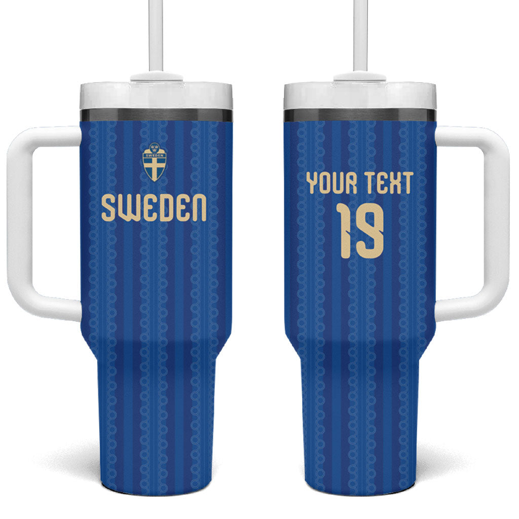 Custom World Football 2026 Sweden Tumbler With Handle Swedish The Blue and Yellow Champions