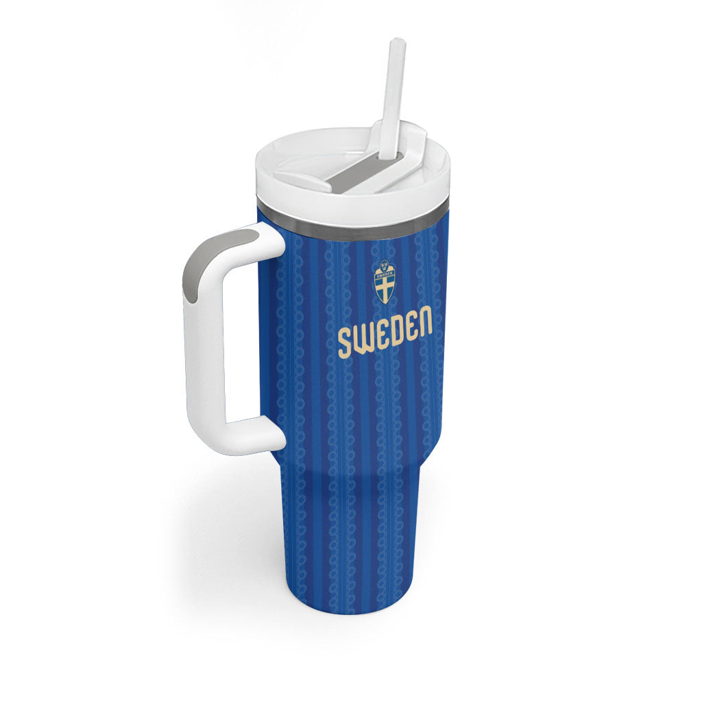 Custom World Football 2026 Sweden Tumbler With Handle Swedish The Blue and Yellow Champions
