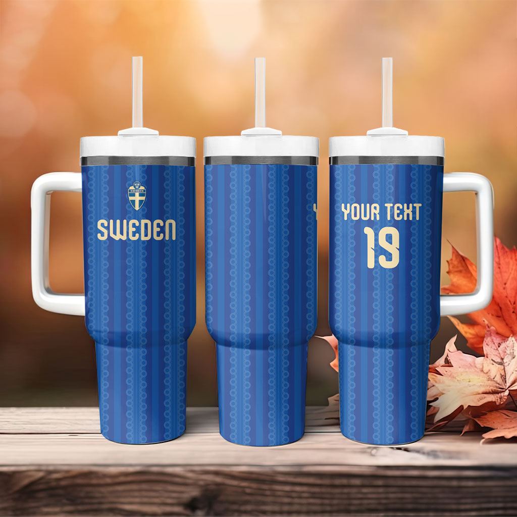 Custom World Football 2026 Sweden Tumbler With Handle Swedish The Blue and Yellow Champions