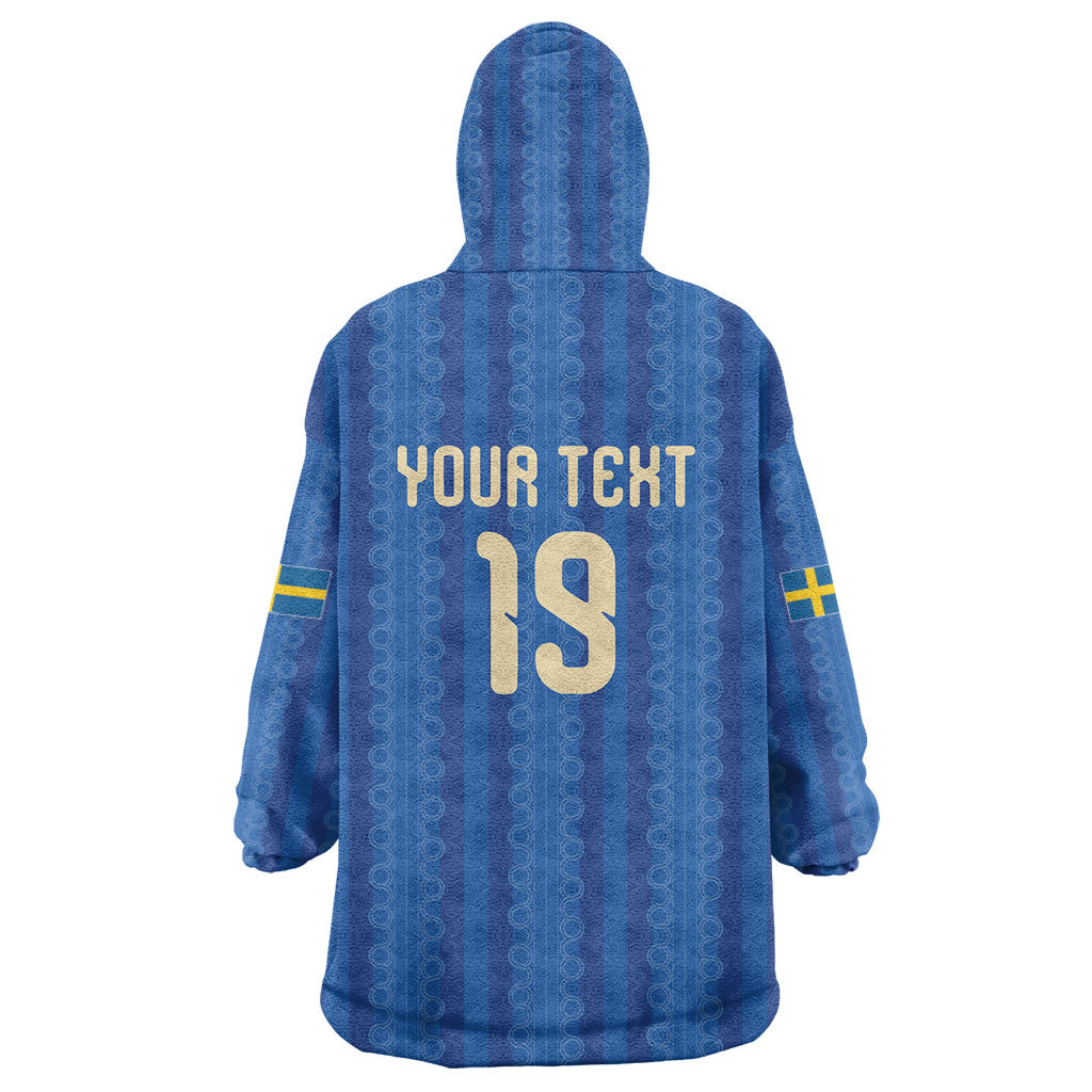 Custom World Football 2026 Sweden Wearable Blanket Hoodie Swedish The Blue and Yellow Champions