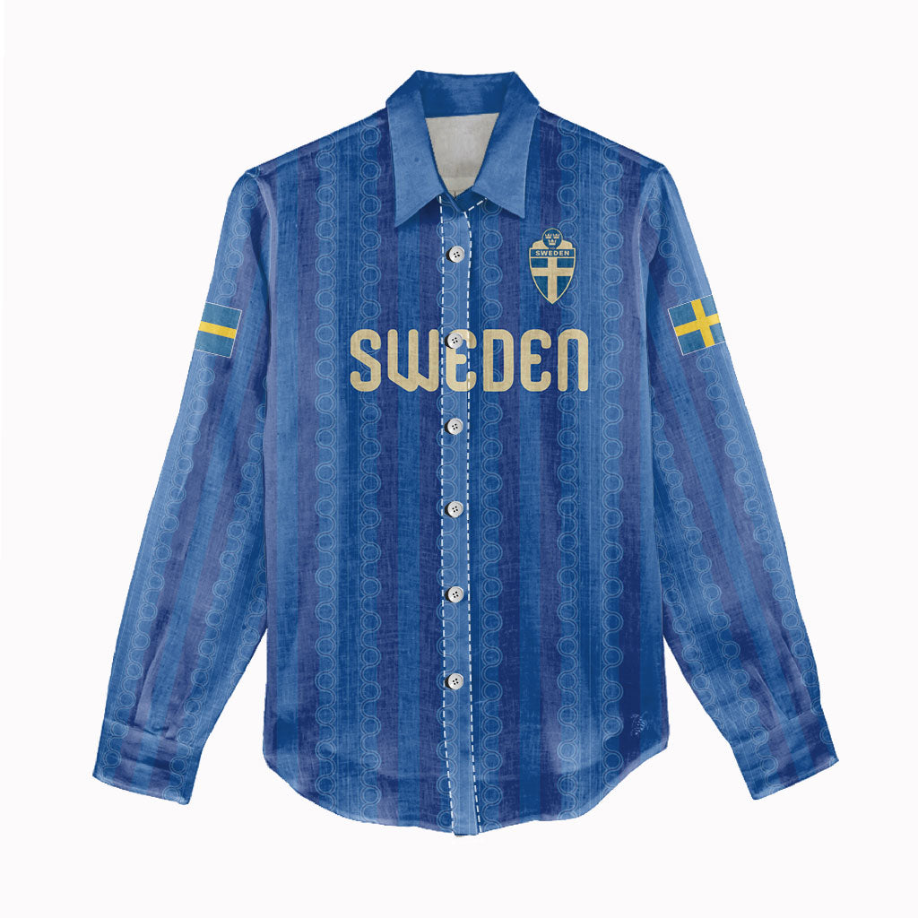 Custom World Football 2026 Sweden Women Casual Shirt Swedish The Blue and Yellow Champions