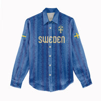 Custom World Football 2026 Sweden Women Casual Shirt Swedish The Blue and Yellow Champions