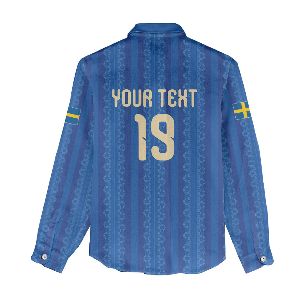 Custom World Football 2026 Sweden Women Casual Shirt Swedish The Blue and Yellow Champions