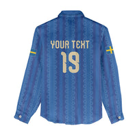 Custom World Football 2026 Sweden Women Casual Shirt Swedish The Blue and Yellow Champions