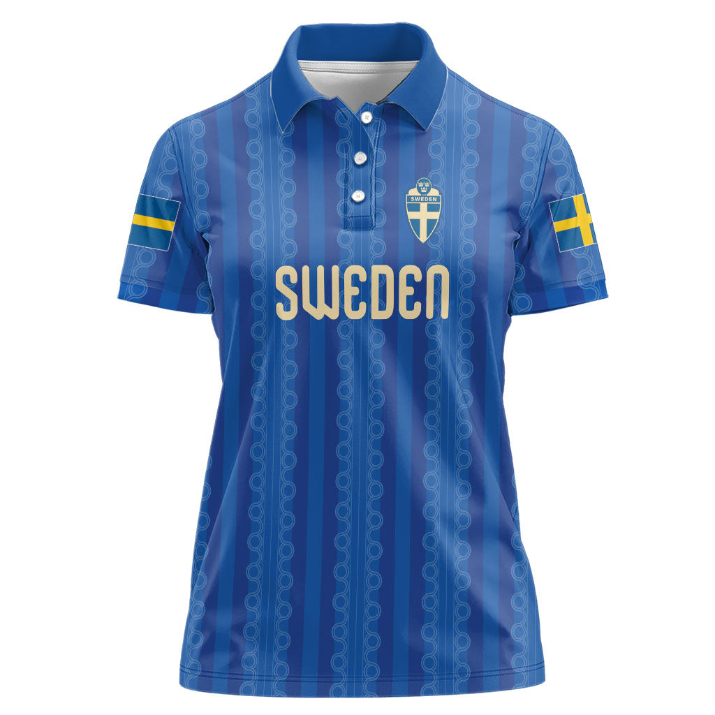 Custom World Football 2026 Sweden Women Polo Shirt Swedish The Blue and Yellow Champions