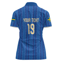 Custom World Football 2026 Sweden Women Polo Shirt Swedish The Blue and Yellow Champions