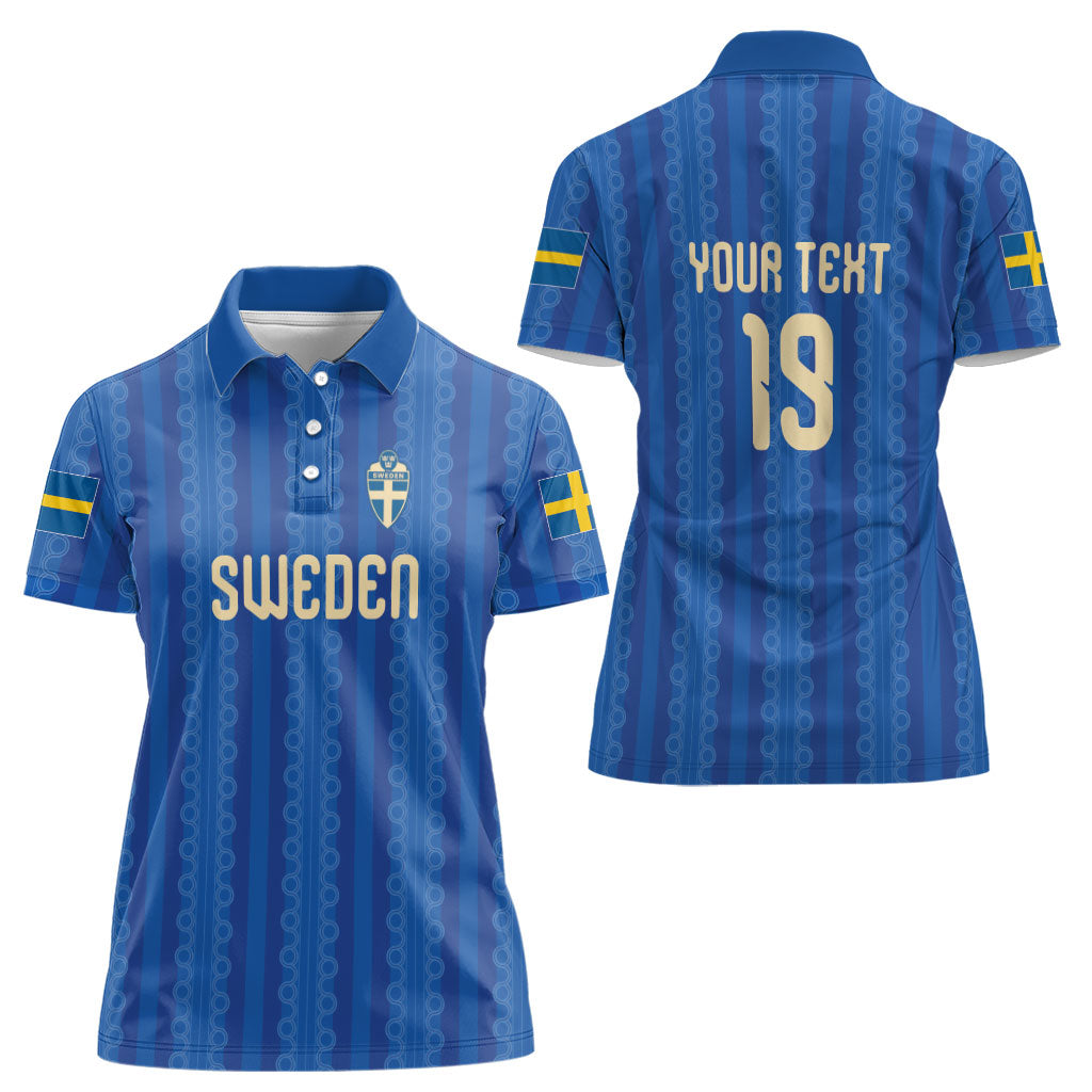 Custom World Football 2026 Sweden Women Polo Shirt Swedish The Blue and Yellow Champions