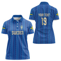 Custom World Football 2026 Sweden Women Polo Shirt Swedish The Blue and Yellow Champions