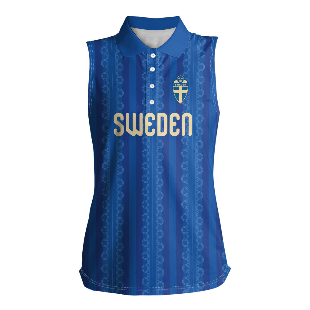 Custom World Football 2026 Sweden Women Sleeveless Polo Shirt Swedish The Blue and Yellow Champions