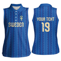 Custom World Football 2026 Sweden Women Sleeveless Polo Shirt Swedish The Blue and Yellow Champions