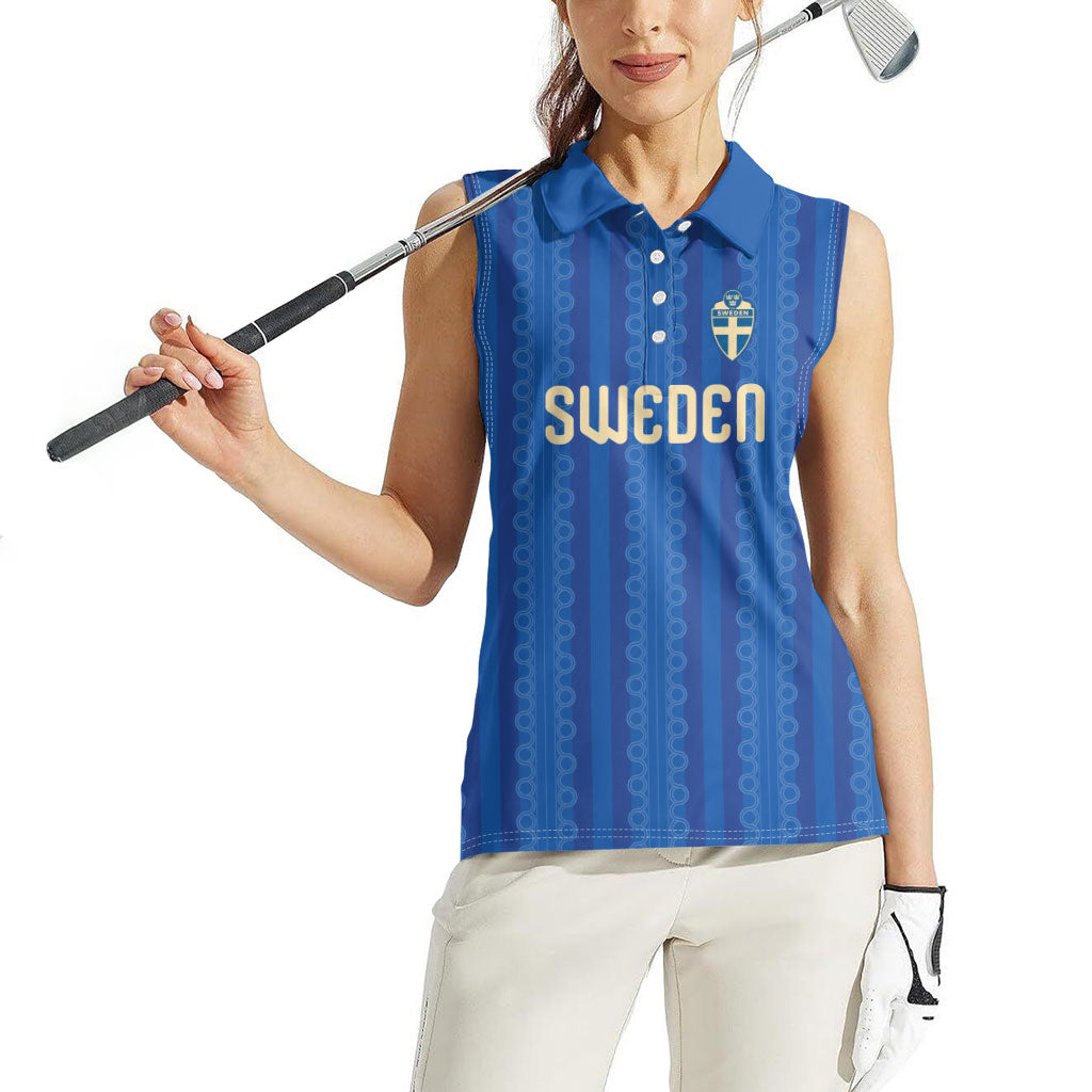Custom World Football 2026 Sweden Women Sleeveless Polo Shirt Swedish The Blue and Yellow Champions
