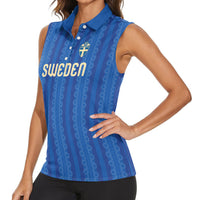 Custom World Football 2026 Sweden Women Sleeveless Polo Shirt Swedish The Blue and Yellow Champions