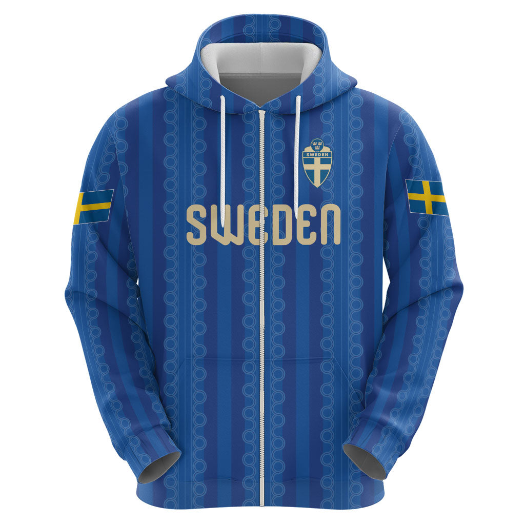 Custom World Football 2026 Sweden Zip Hoodie Swedish The Blue and Yellow Champions