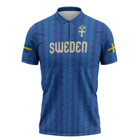 Custom World Football 2026 Sweden Zipper Polo Shirt Swedish The Blue and Yellow Champions