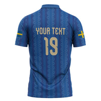 Custom World Football 2026 Sweden Zipper Polo Shirt Swedish The Blue and Yellow Champions