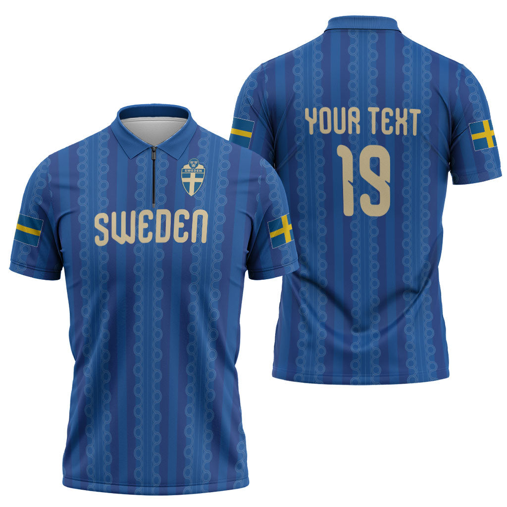 Custom World Football 2026 Sweden Zipper Polo Shirt Swedish The Blue and Yellow Champions