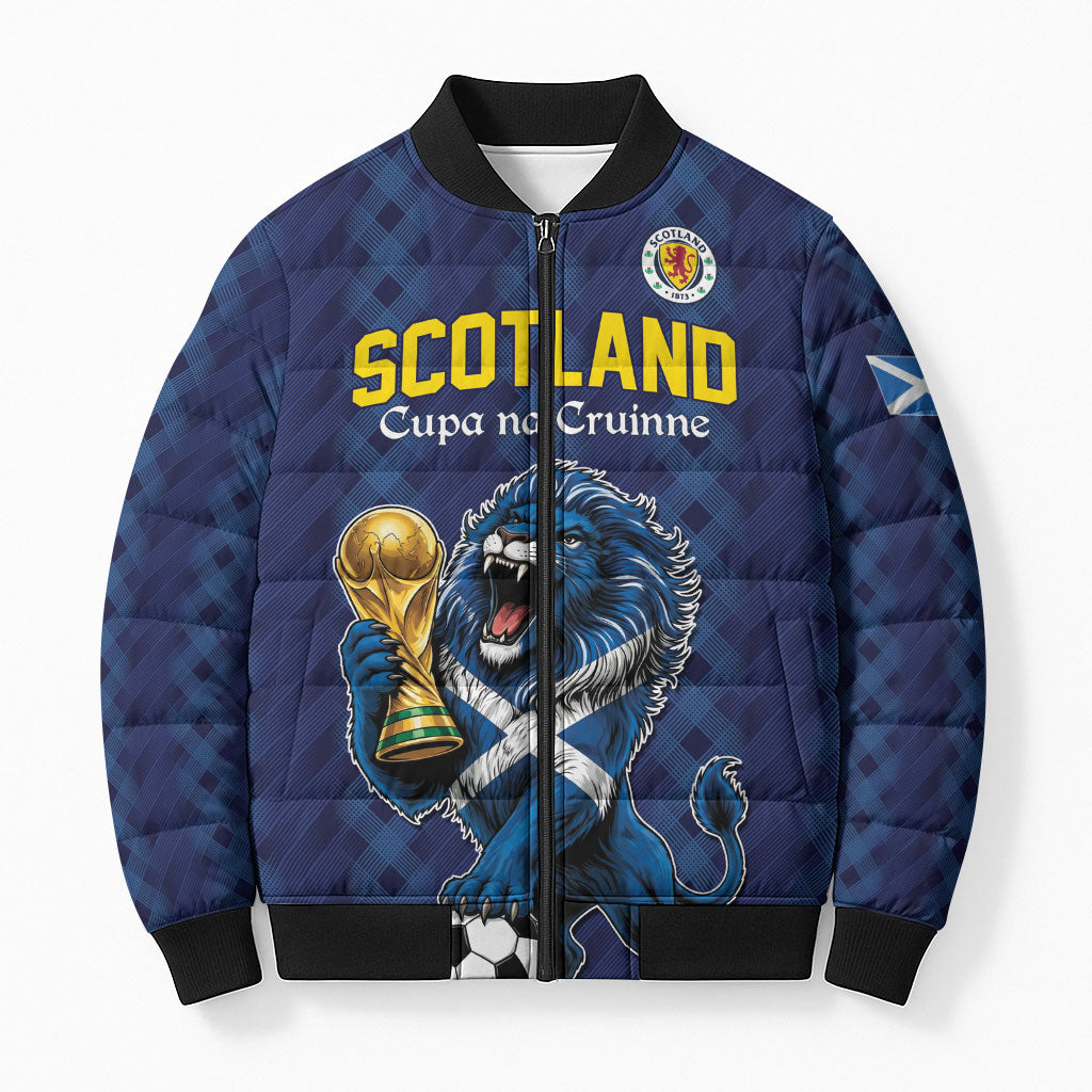 Custom World Football 2026 Scotland Bomber Puffer Jacket Scottish Tartan Cupa na Cruinne Glory
