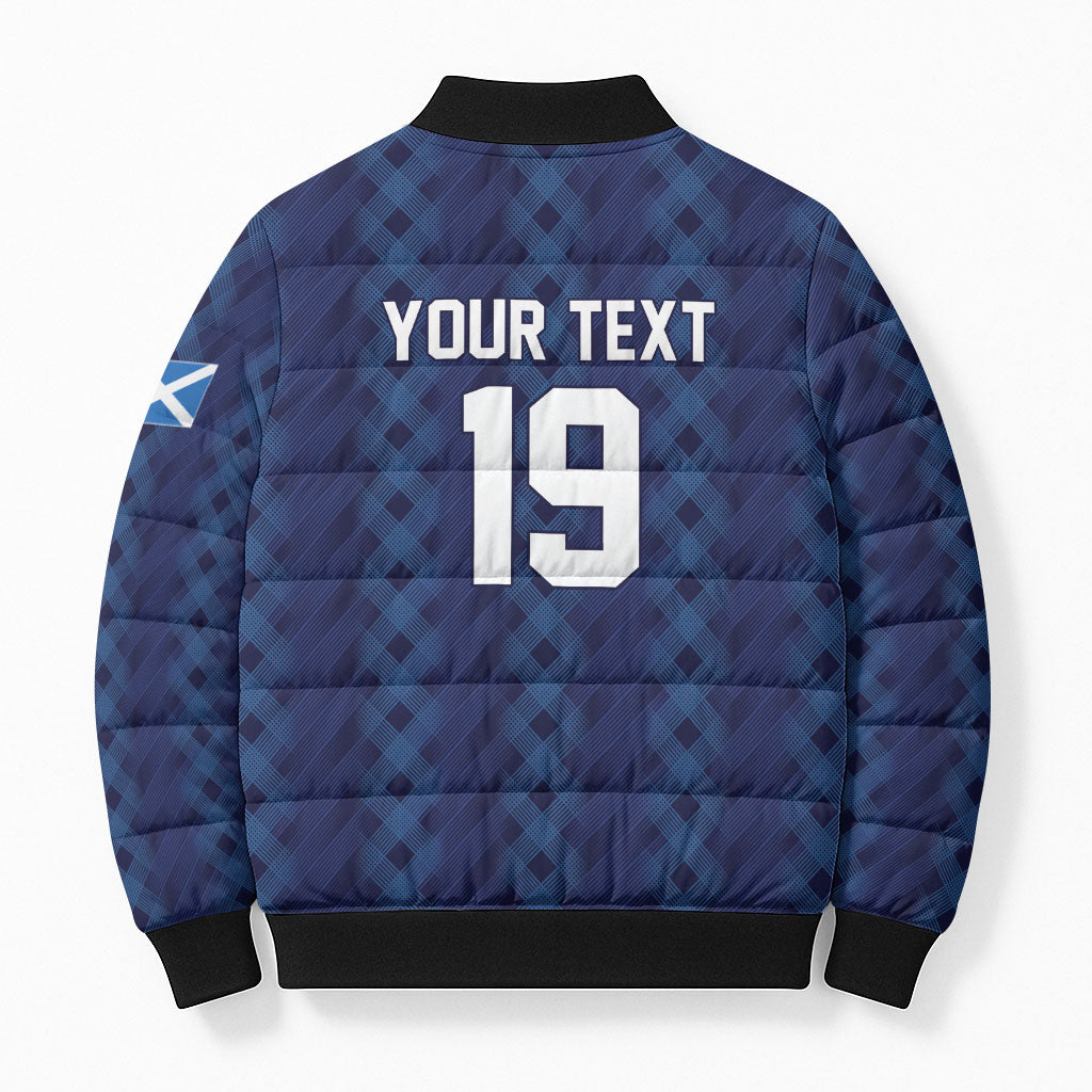 Custom World Football 2026 Scotland Bomber Puffer Jacket Scottish Tartan Cupa na Cruinne Glory