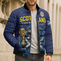 Custom World Football 2026 Scotland Bomber Puffer Jacket Scottish Tartan Cupa na Cruinne Glory