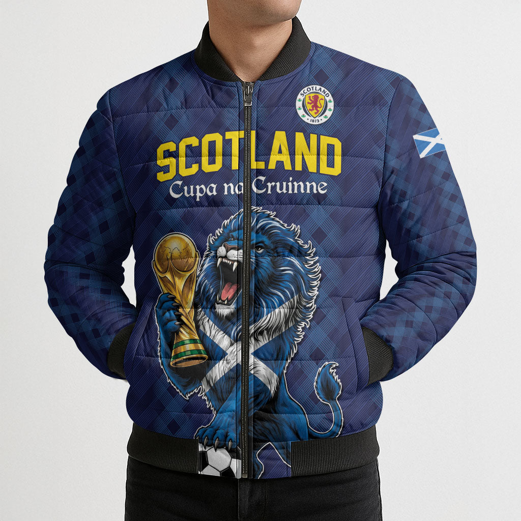 Custom World Football 2026 Scotland Bomber Puffer Jacket Scottish Tartan Cupa na Cruinne Glory