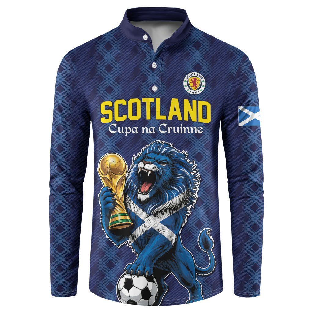 Custom World Football 2026 Scotland Button Sweatshirt Scottish Tartan Cupa na Cruinne Glory