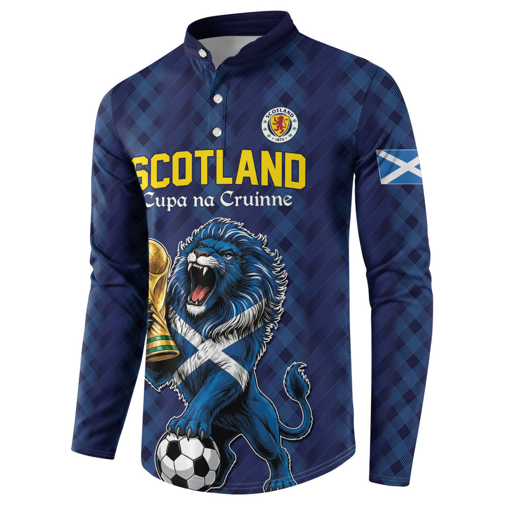 Custom World Football 2026 Scotland Button Sweatshirt Scottish Tartan Cupa na Cruinne Glory