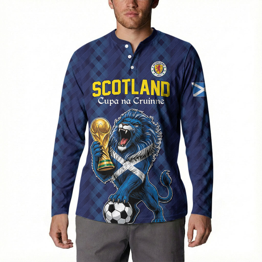 Custom World Football 2026 Scotland Button Sweatshirt Scottish Tartan Cupa na Cruinne Glory