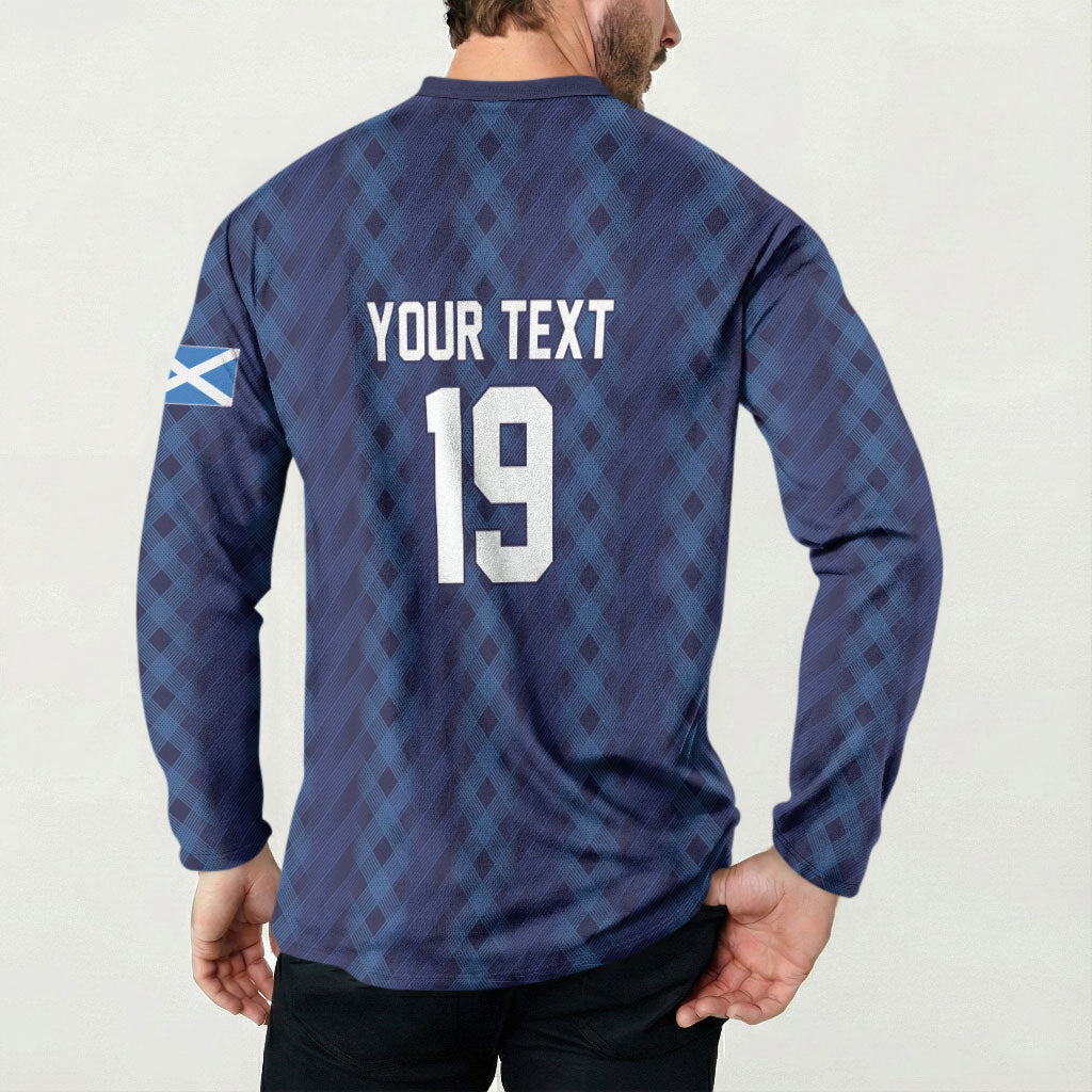 Custom World Football 2026 Scotland Button Sweatshirt Scottish Tartan Cupa na Cruinne Glory