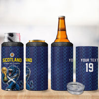 Custom World Football 2026 Scotland 4 in 1 Can Cooler Tumbler Scottish Tartan Cupa na Cruinne Glory