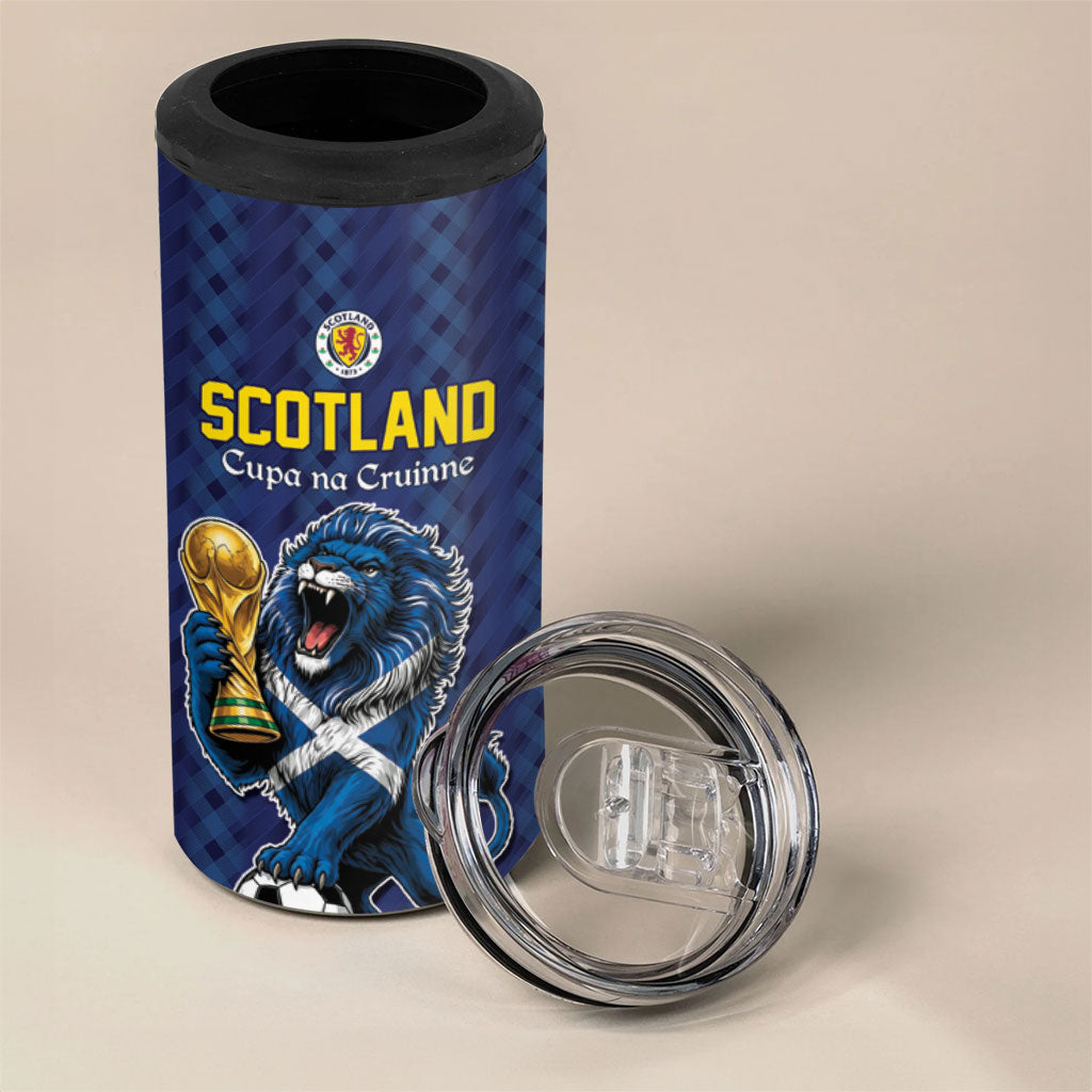 Custom World Football 2026 Scotland 4 in 1 Can Cooler Tumbler Scottish Tartan Cupa na Cruinne Glory