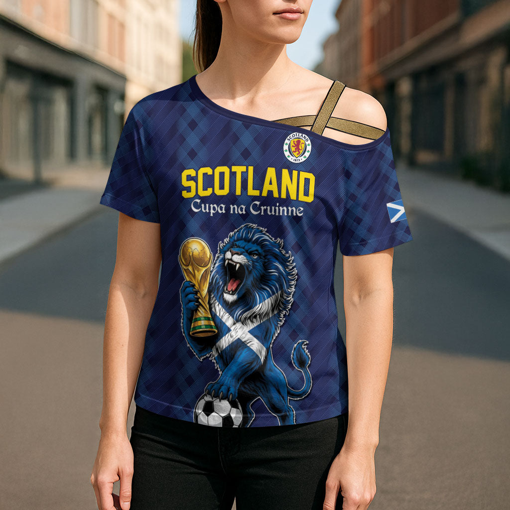 Custom World Football 2026 Scotland Cross Shoulder Shirt Scottish Tartan Cupa na Cruinne Glory